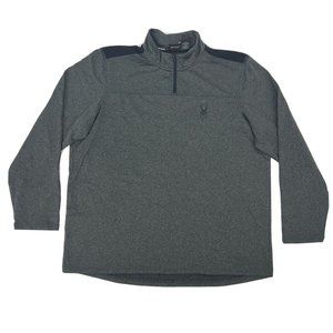 Spyder Active Shirt Mens L Gray 1/4 Zip Pullover Activewear ProWeb‎ Base Layer